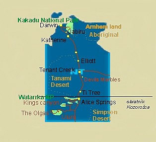 Mapa Northern Territory